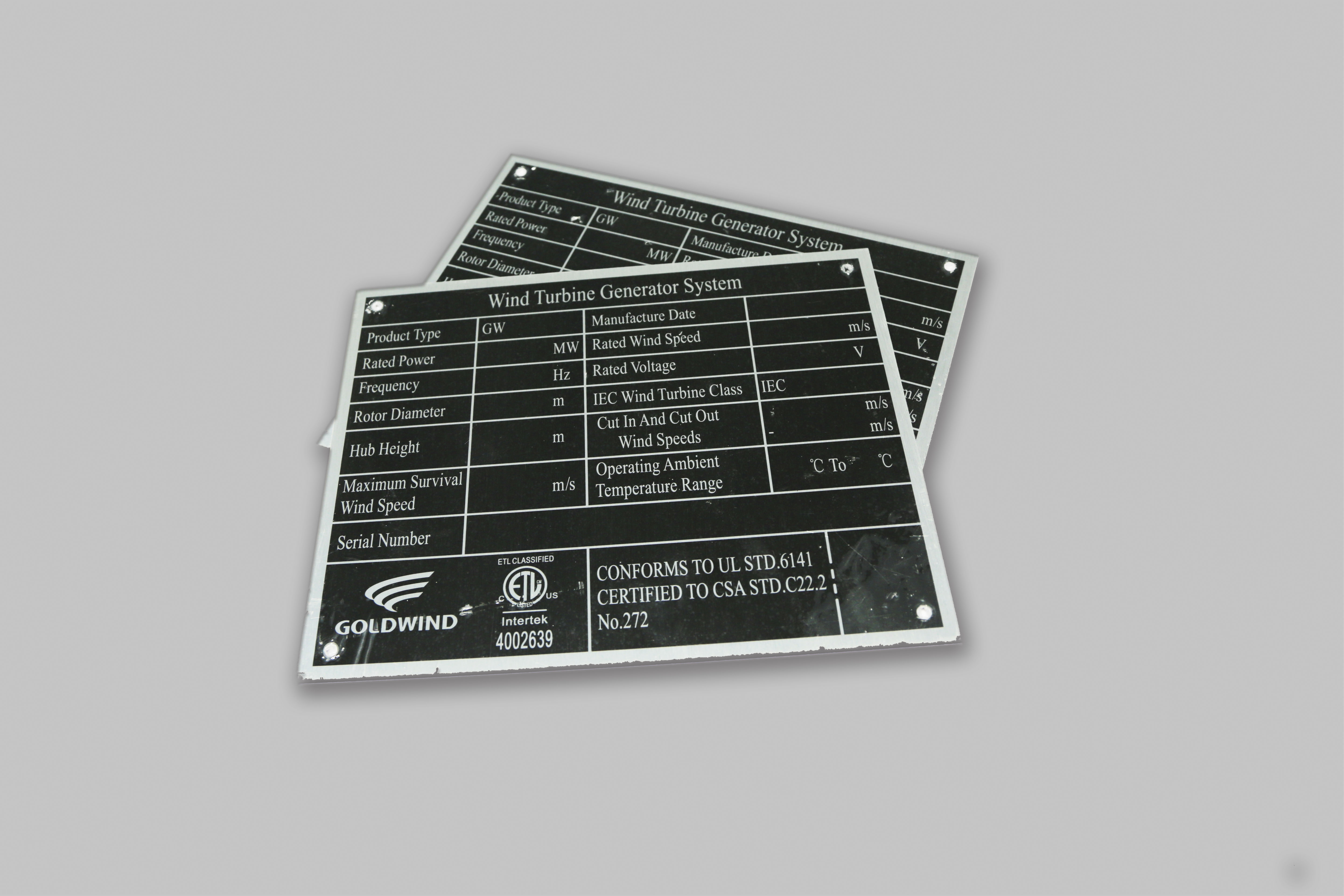 Metal nameplates